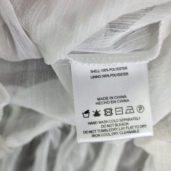 Womens White Stellah Blouse Top Lace Flutter Ruffle Sleeve Relaxed Embroidered M - Picture 7 of 12